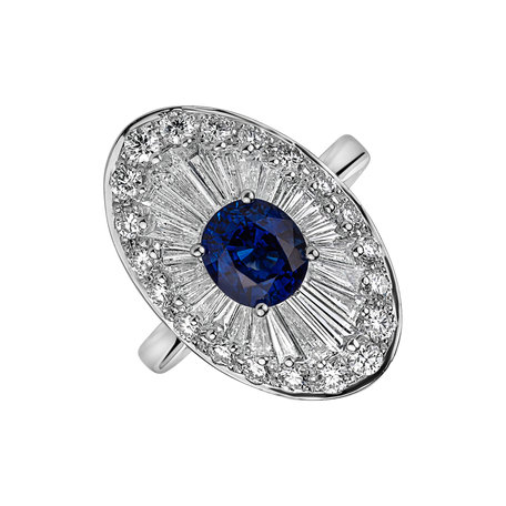 Diamond ring with Sapphire Laurence