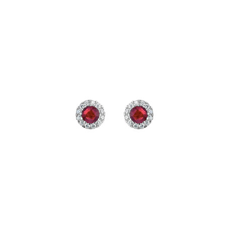 Diamond earrings with Ruby Diamond Princess