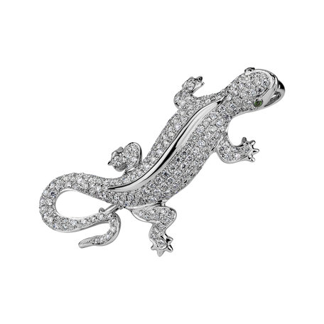 Diamond brooch and Garnet Diamond Gecko