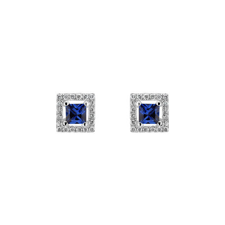 Diamond earrings with Sapphire Dark Chocolate