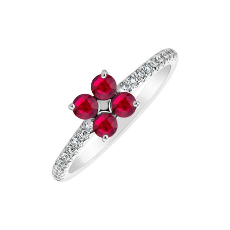 Diamond ring with Ruby Fiery Aura