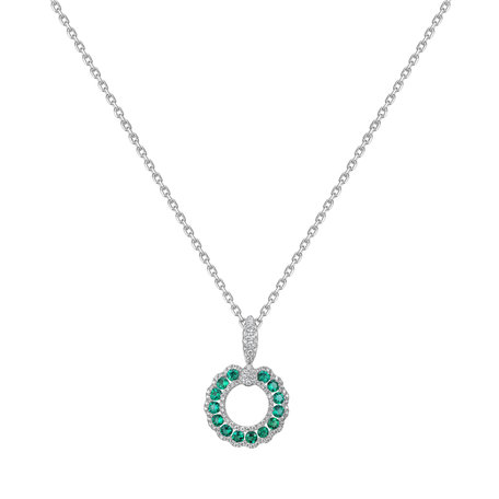 Diamond pendant with Emerald Halo of Frost