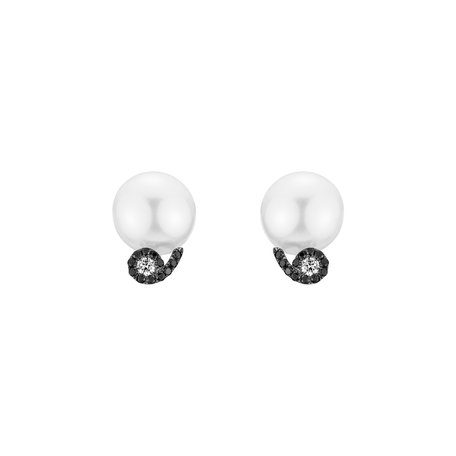 Diamond earrings with Pearl Mariselle