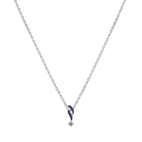 Diamond pendant with Sapphire Sky Ribbon