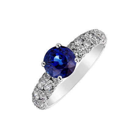 Diamond ring with Sapphire Midnight Drop