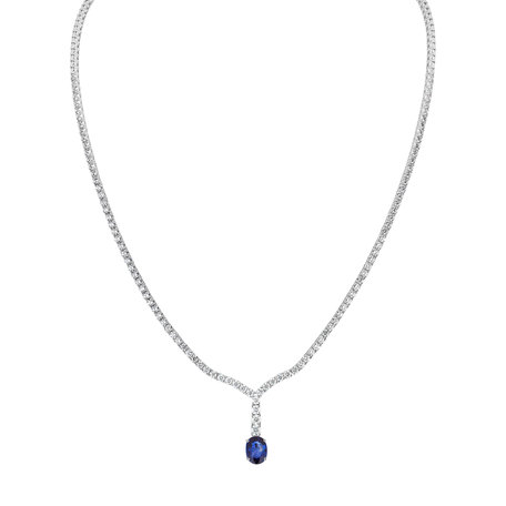 Diamond necklace with Sapphire Blue Grain