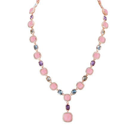 Diamond necklace with Amethyst, Topaz and Rose Quartz Caesarean Magic