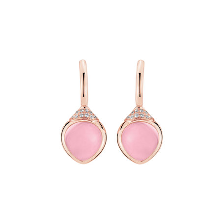 Diamond earrings with Rose Quartz Rosy Blossom