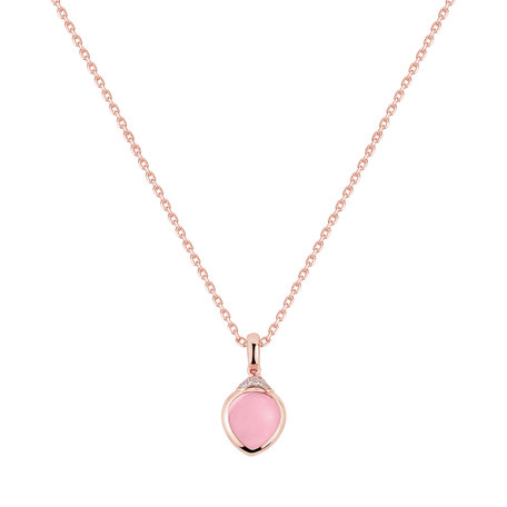 Diamond pendant with Rose Quartz Rosy Blossom