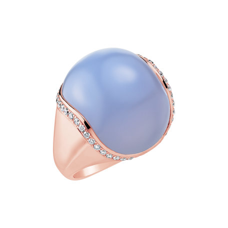 Diamond ring with Chalcedony Mystic Glow