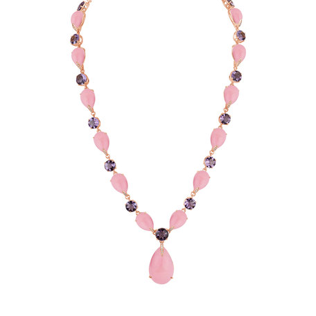 Diamond necklace with Amethyst and Rose Quartz Caesarean Glam