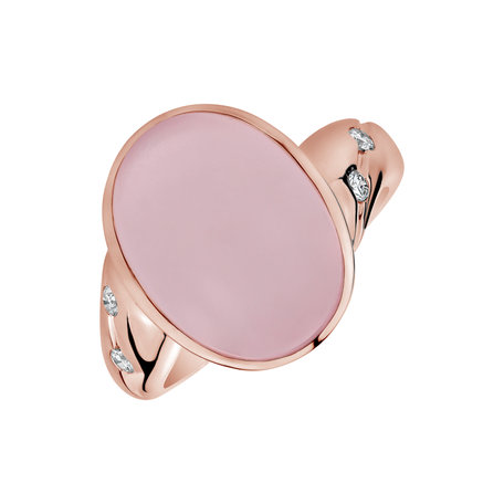 Diamond ring with Rose Quartz Princess Mirror