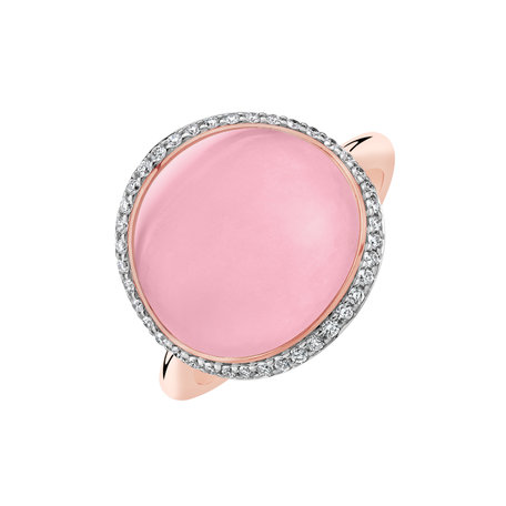 Diamond ring with Rose Quartz Diantha