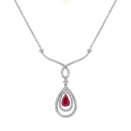 Diamond necklace with Ruby Ruby Tear