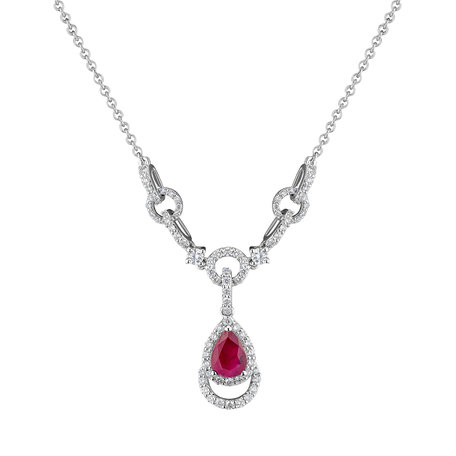 Diamond necklace with Ruby Aurora Drop