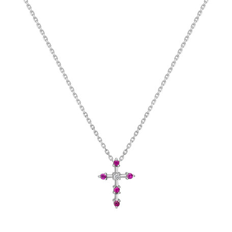 Diamond necklace with Ruby Sparkling Cross