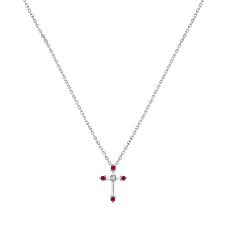 Diamond necklace with Ruby Shiny Cross