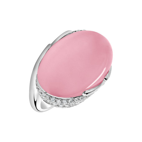 Diamond ring with Rose Quartz Gem Miracle