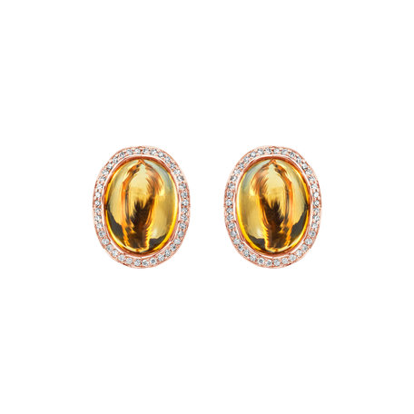 Diamond earrings with Citrine Unwavering Heart