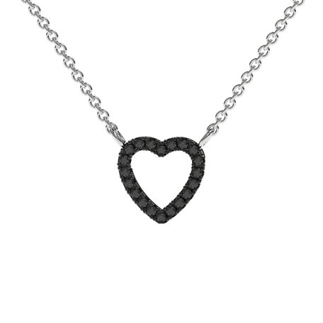 Necklace with black and white diamonds Tender Heart