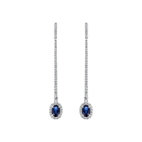 Diamond earrings with Sapphire Jewel Fall