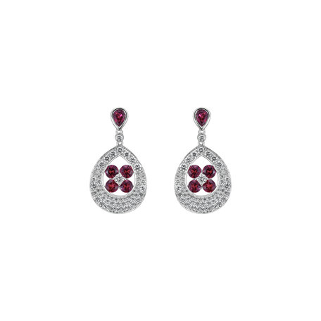 Diamond earrings with Rubies Forest Charm