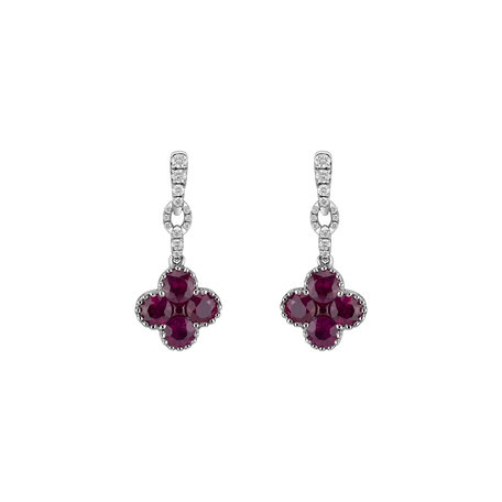 Diamond earrings and Ruby Fire Clover