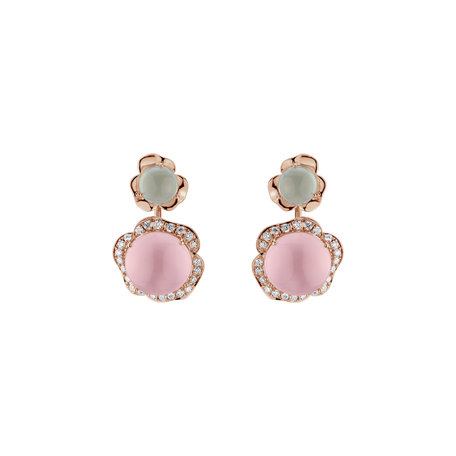 Diamond earrings, Aquamarine and Rose Quartz East of Eden