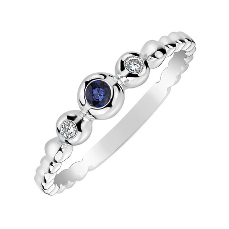 Diamond ring with Sapphire Shiny Triple