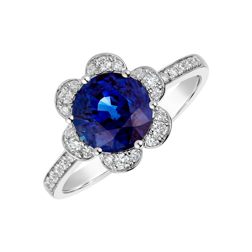 Diamond ring with Sapphire Capital Blue