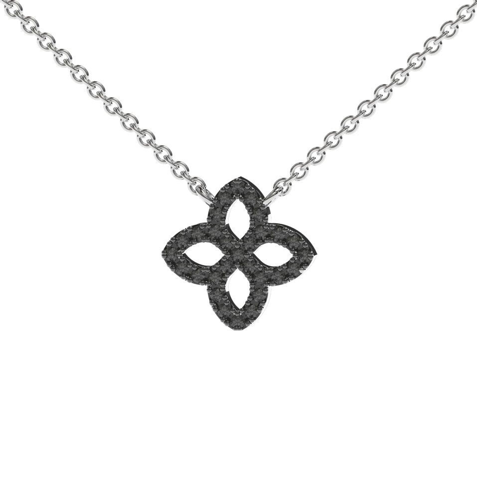 Necklace with black and white diamonds Glamorous Petals