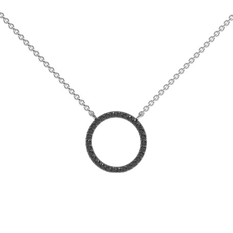 Necklace with black and white diamonds Little Circle