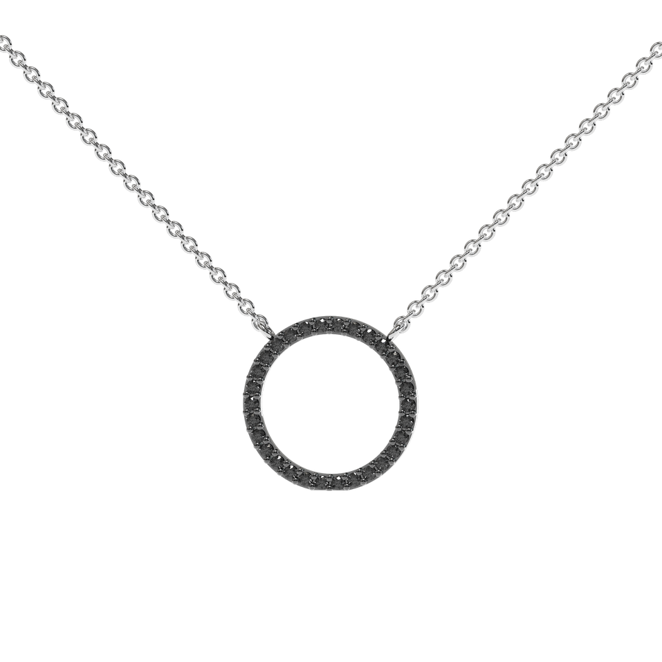 Necklace with black and white diamonds Little Circle