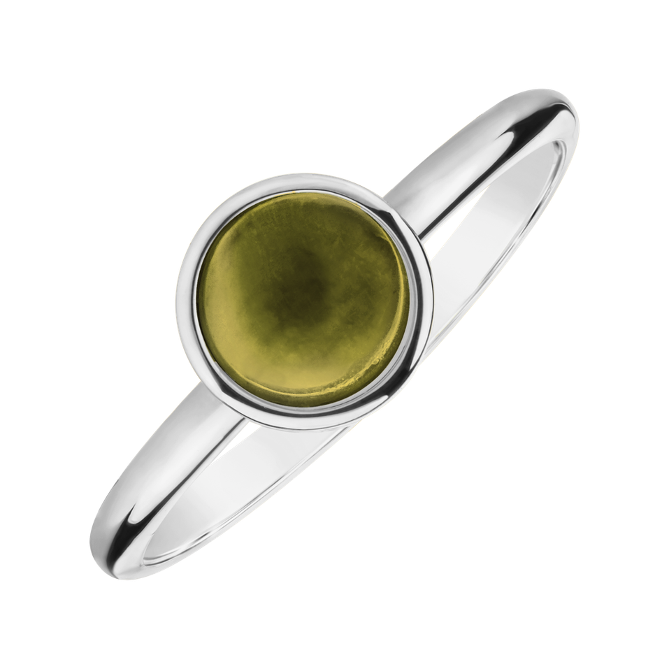 Ring with Prehnite Bonbon