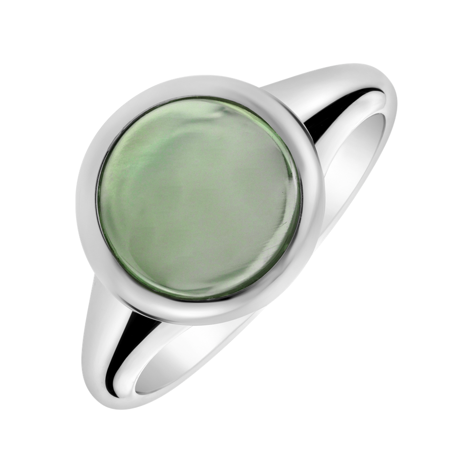 Ring with Prehnite Bonbon