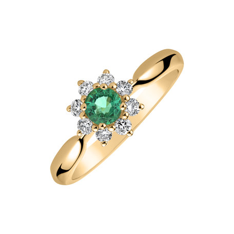 Diamond ring with Emerald Starlet Blossom