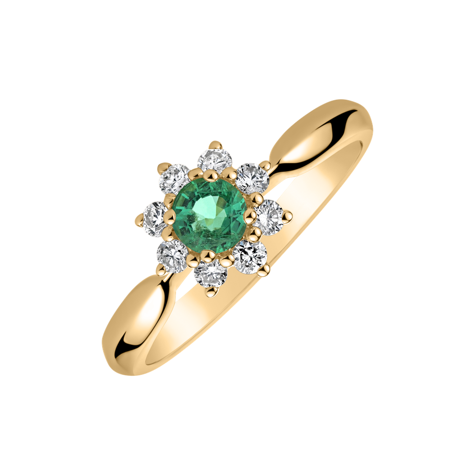 Diamond ring with Emerald Starlet Blossom