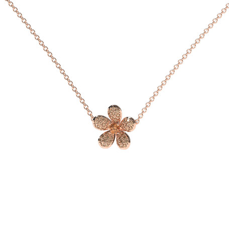 Necklace with brown and white diamonds Flower