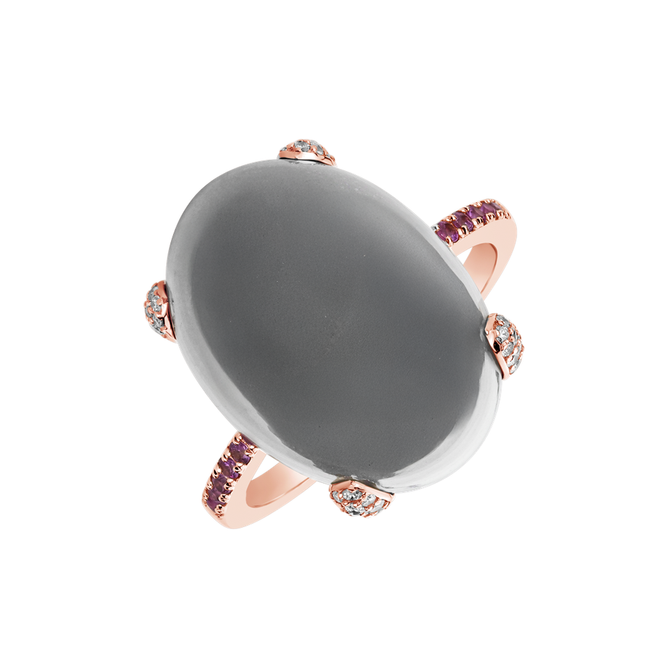 Diamond ring with Sapphire and Moonstone Niche