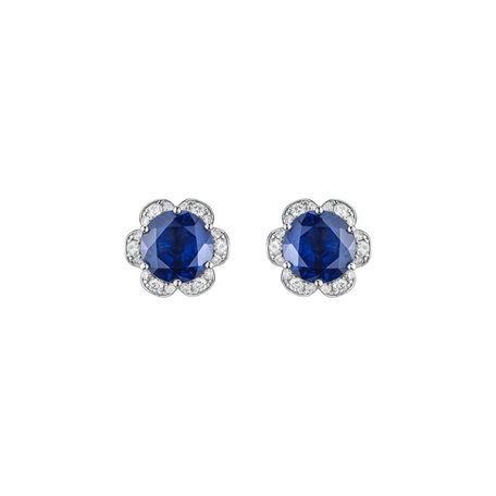 Diamond earrings with Sapphire Deep Blossoms