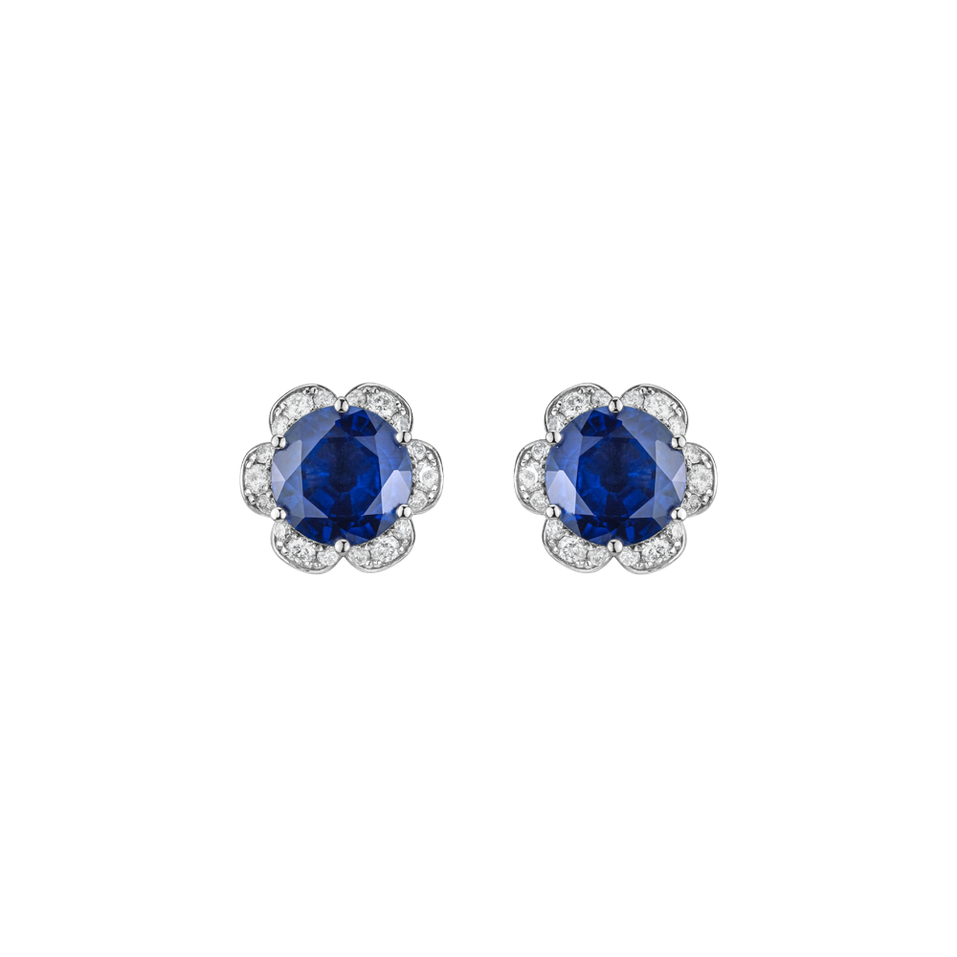 Diamond earrings with Sapphire Deep Blossoms