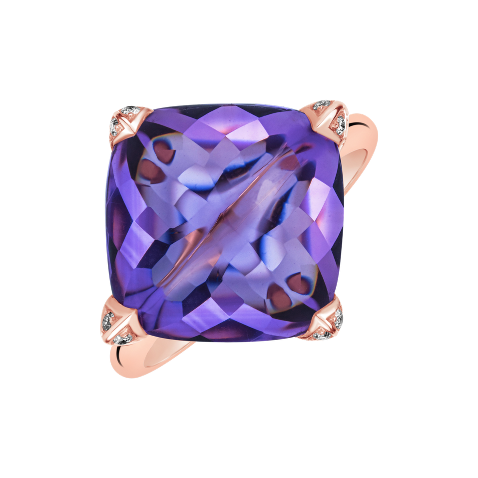 Diamond ring with Amethyst Pharaon Gem