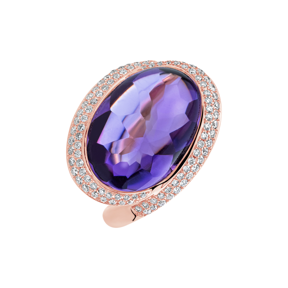 Diamond ring with Amethyst Space Countess