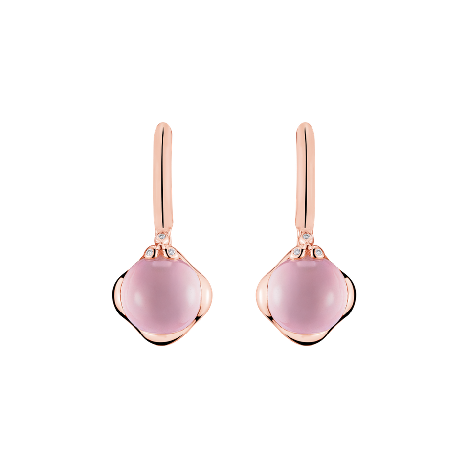 Diamond earrings with Rose Quartz Rising Andromeda