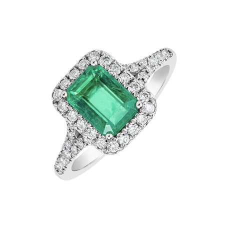 Diamond ring with Emerald Fantasy Gem