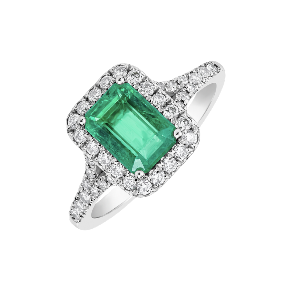 Diamond ring with Emerald Fantasy Gem