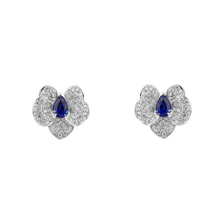 Diamond earrings with Sapphire Sapphire Orchid