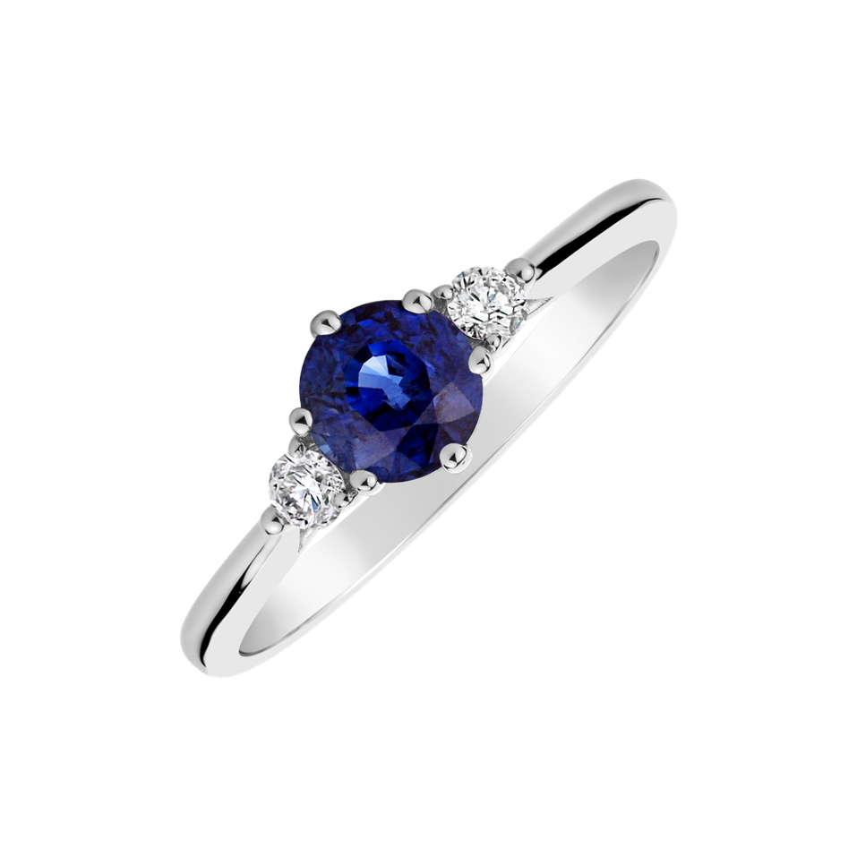 Diamond ring with Sapphire Midnight Serenity