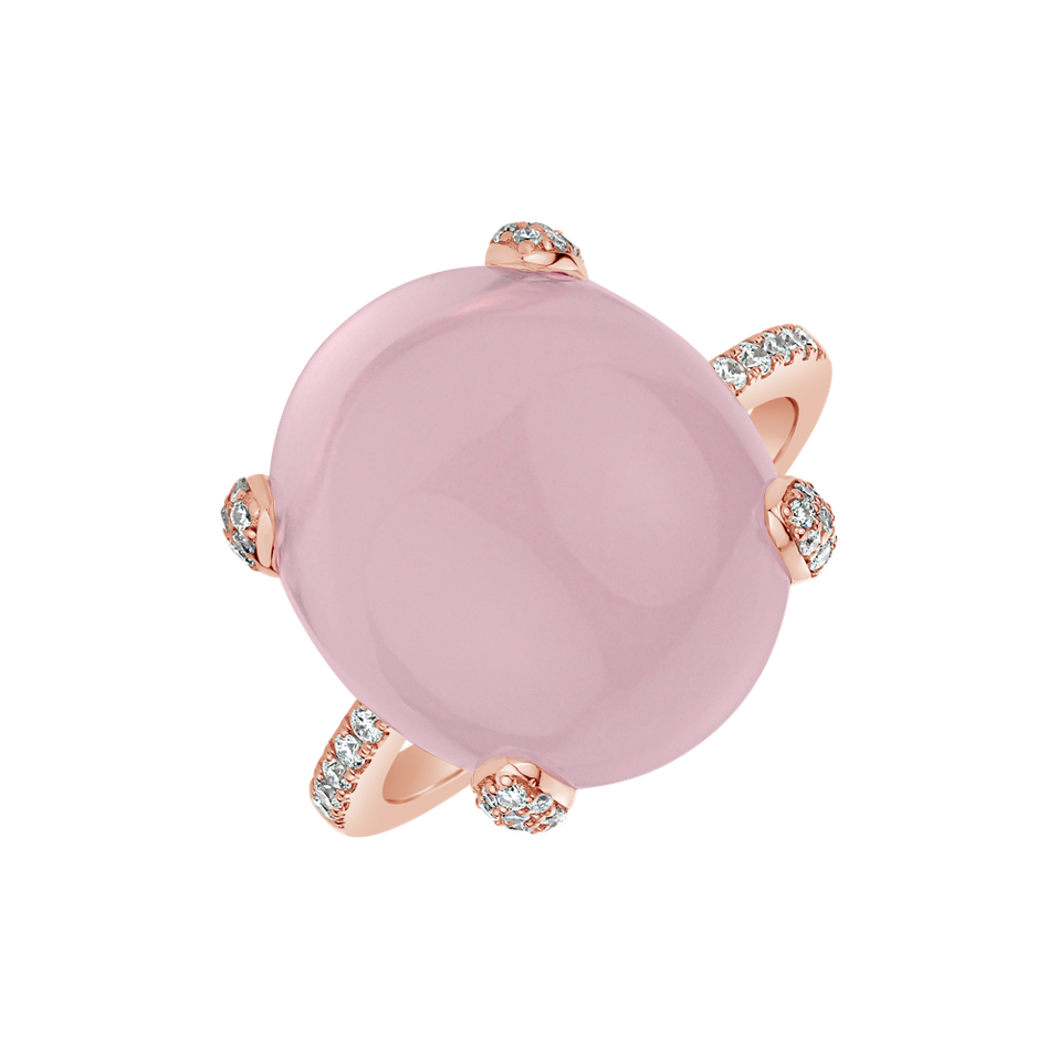 Diamond ring with Rose Quartz Niche