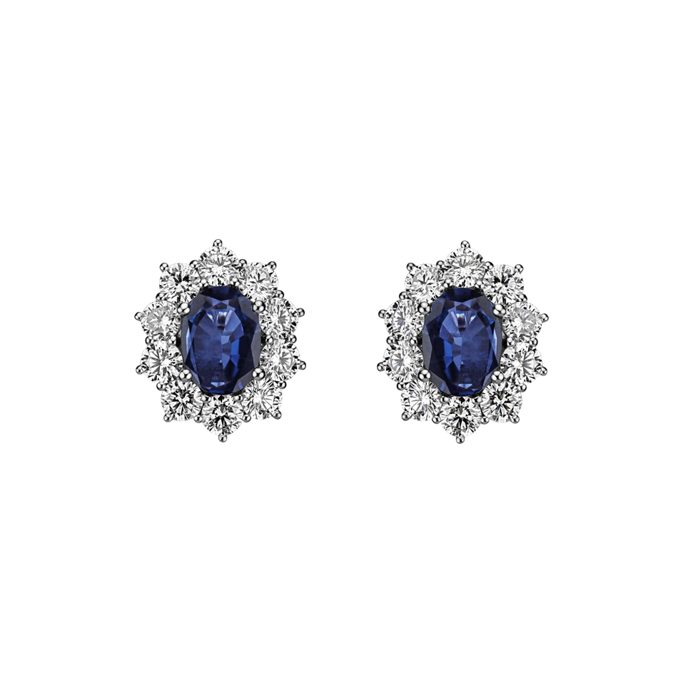 Diamond earrings with Sapphire Princess Joy